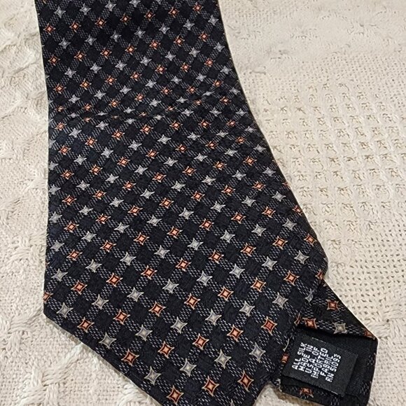 Conte di Milano Black Blue Red Designer 4" W 100% Silk Vintage Necktie Tie 56" - Picture 7 of 9